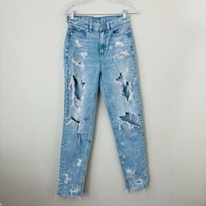 American Eagle Mom Jean Distressed Woman’s Size 0 X-Long